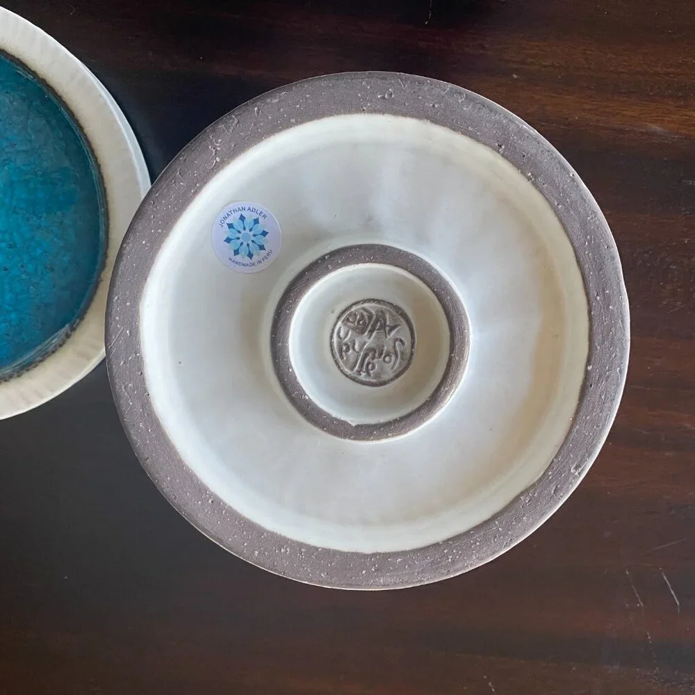 Jonathan Adler Blue Grog Ice Trinket Box Collector's Canister Stoneware EUC Rare